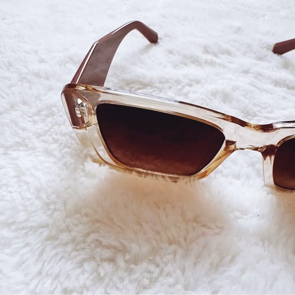 Lily Clear Mauve Rectangular Sunglasses